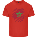 Torn Morocco Flag Moroccan Day Football Mens Cotton T-Shirt Tee Top Red