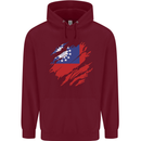 Torn Myanmar Flag Burmese Day Football Childrens Kids Hoodie Maroon