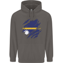 Torn Nauru Flag Nauruan Day Football Mens 80% Cotton Hoodie Charcoal