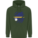 Torn Nauru Flag Nauruan Day Football Mens 80% Cotton Hoodie Forest Green