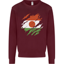 Torn Niger Flag Nigerien Day Football Mens Sweatshirt Jumper Maroon