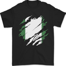 Torn Nigeria Flag Nigerian Day Football Mens T-Shirt 100% Cotton Black