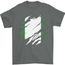Torn Nigeria Flag Nigerian Day Football Mens T-Shirt 100% Cotton Charcoal