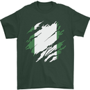 Torn Nigeria Flag Nigerian Day Football Mens T-Shirt 100% Cotton Forest Green