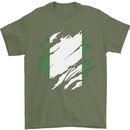 Torn Nigeria Flag Nigerian Day Football Mens T-Shirt 100% Cotton Military Green