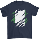 Torn Nigeria Flag Nigerian Day Football Mens T-Shirt 100% Cotton Navy Blue