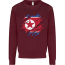 Torn North Korea Flag Korean Day Football Mens Sweatshirt Jumper Maroon
