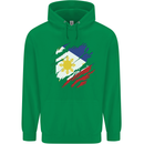 Torn Philippines Flag Philipino Day Football Mens 80% Cotton Hoodie Irish Green