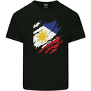Torn Philippines Flag Philipino Day Football Mens Cotton T-Shirt Tee Top Black