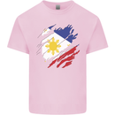 Torn Philippines Flag Philipino Day Football Mens Cotton T-Shirt Tee Top Light Pink