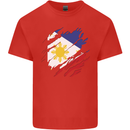 Torn Philippines Flag Philipino Day Football Mens Cotton T-Shirt Tee Top Red