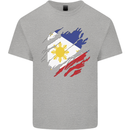 Torn Philippines Flag Philipino Day Football Mens Cotton T-Shirt Tee Top Sports Grey