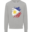 Torn Philippines Flag Philipino Day Football Mens Sweatshirt Jumper Sports Grey
