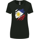 Torn Philippines Flag Philipino Day Football Womens Wider Cut T-Shirt Black