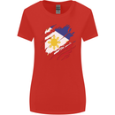 Torn Philippines Flag Philipino Day Football Womens Wider Cut T-Shirt Red