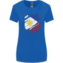 Torn Philippines Flag Philipino Day Football Womens Wider Cut T-Shirt Royal Blue