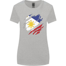 Torn Philippines Flag Philipino Day Football Womens Wider Cut T-Shirt Sports Grey