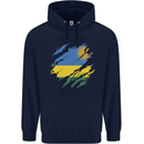 Torn Rwanda Flag Rwandan Day Football Mens 80% Cotton Hoodie Navy Blue