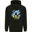 Torn Saint Lucia Flag Lucian Day Football Childrens Kids Hoodie Black