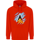Torn Saint Lucia Flag Lucian Day Football Childrens Kids Hoodie Bright Red