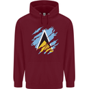 Torn Saint Lucia Flag Lucian Day Football Childrens Kids Hoodie Maroon