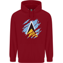 Torn Saint Lucia Flag Lucian Day Football Childrens Kids Hoodie Red