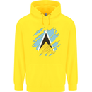 Torn Saint Lucia Flag Lucian Day Football Childrens Kids Hoodie Yellow