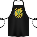 Torn Saint Vincent and Grenadines Flag Football Cotton Apron 100% Organic Black