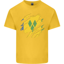 Torn Saint Vincent and Grenadines Flag Football Mens Cotton T-Shirt Tee Top Yellow
