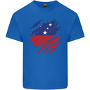 Torn Samoa Flag Samoan Day Football Mens Cotton T-Shirt Tee Top Royal Blue