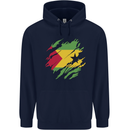 Torn Sao Tome and Principe Flag Day Football Mens 80% Cotton Hoodie Navy Blue