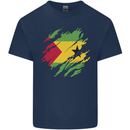 Torn Sao Tome and Principe Flag Day Football Mens Cotton T-Shirt Tee Top Navy Blue