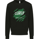 Torn Saudi Arabia Flag Arabian Day Football Mens Sweatshirt Jumper Black