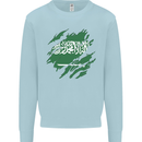 Torn Saudi Arabia Flag Arabian Day Football Mens Sweatshirt Jumper Light Blue