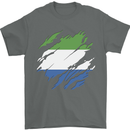 Torn Sierra Leone Flag Leonian Day Football Mens T-Shirt 100% Cotton Charcoal