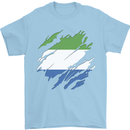 Torn Sierra Leone Flag Leonian Day Football Mens T-Shirt 100% Cotton Light Blue