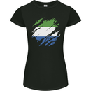Torn Sierra Leone Flag Leonian Day Football Womens Petite Cut T-Shirt Black