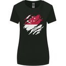 Torn Singapore Flag Singaporean Day Football Womens Wider Cut T-Shirt Black
