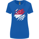 Torn Singapore Flag Singaporean Day Football Womens Wider Cut T-Shirt Royal Blue