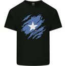 Torn Somalia Flag Somalian Day Football Mens Cotton T-Shirt Tee Top Black