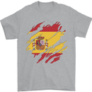 Torn Spain Flag Spanish Day Football Mens T-Shirt 100% Cotton Sports Grey