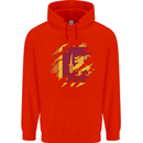 Torn Sri Lankan Flag Sri Lanka Day Football Mens 80% Cotton Hoodie Bright Red
