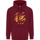 Torn Sri Lankan Flag Sri Lanka Day Football Mens 80% Cotton Hoodie Maroon