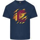 Torn Sri Lankan Flag Sri Lanka Day Football Mens Cotton T-Shirt Tee Top Navy Blue