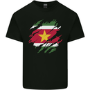 Torn Suriname Flag Suriname Day Football Mens Cotton T-Shirt Tee Top Black