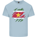 Torn Suriname Flag Suriname Day Football Mens Cotton T-Shirt Tee Top Light Blue