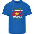 Torn Suriname Flag Suriname Day Football Mens Cotton T-Shirt Tee Top Royal Blue