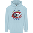 Torn Swaziland Flag Swazi Day Football Mens 80% Cotton Hoodie Light Blue