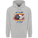 Torn Swaziland Flag Swazi Day Football Mens 80% Cotton Hoodie Sports Grey