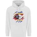 Torn Swaziland Flag Swazi Day Football Mens 80% Cotton Hoodie White